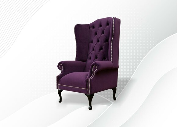 Armchair Chesterfield Couch Sofa Textile Lounge Club Upholstery Purple luxury wing chair