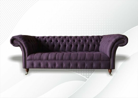 Chesterfield 3 Seater Fabric Living Room Textile Purple Design Violet Sofa Furniture New