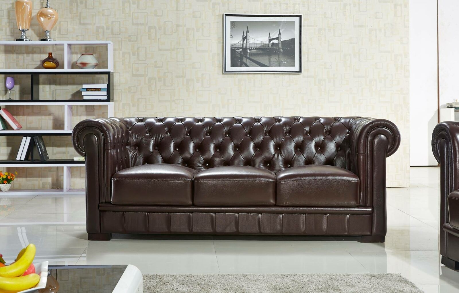 Three seater couch upholstered design sofa Modern three seater sofas chesterfield brown