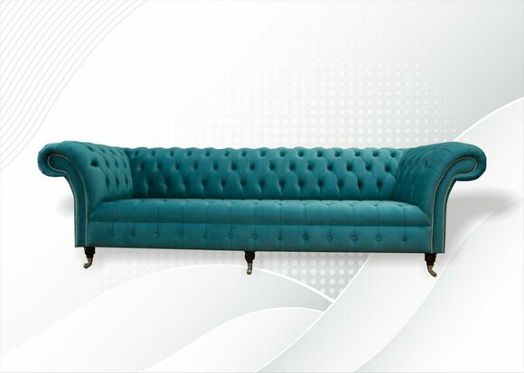 Chesterfield 4 seater sofa turquoise living room design couches upholstered sofa textile