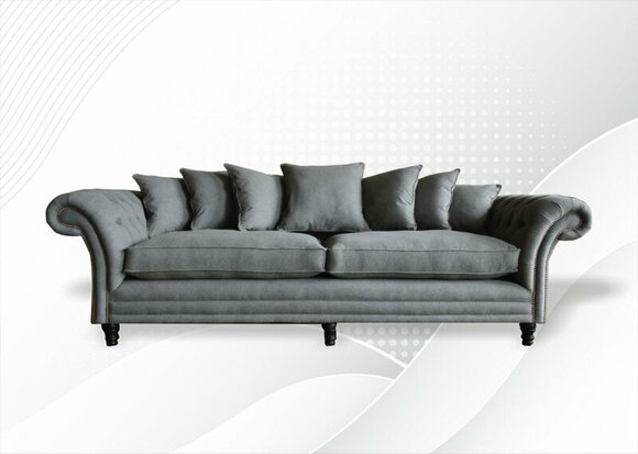 Chesterfield 4 seater gray living room leather new couches sofa new xxl big furniture