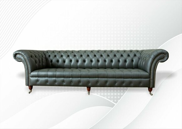 xxl big Chesterfield 4 seater leather modern design couches dark gray sofa furniture