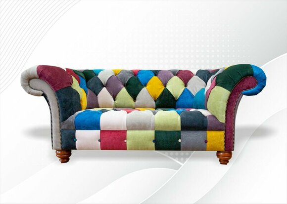 Chesterfield 2 seater sofa textile living room modern design couches couch sofas