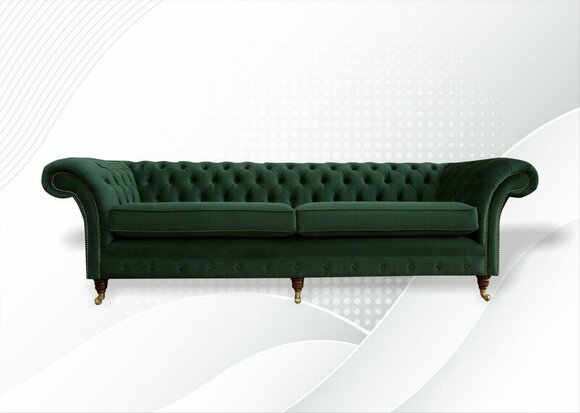 Chesterfield 4 Seater Textile Green Living Room Design Couches Upholstery Sofa Sofas