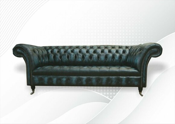 Chesterfield 3 seater black leather living room modern design couches sofa new