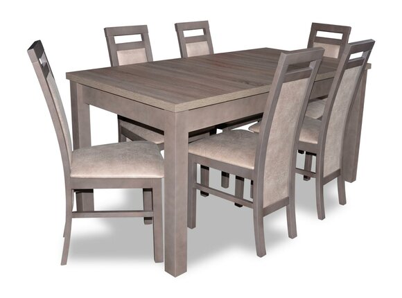 Precious Wood Table Set 7pcs Living Dining Room 6x Armchair Chair Seat Upholstery