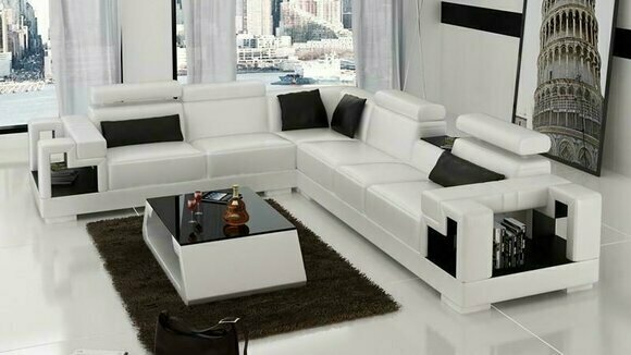Designer Sofa Couch Corner Sofa Leather Textile Upholstery Set Living Landscape Shelf
