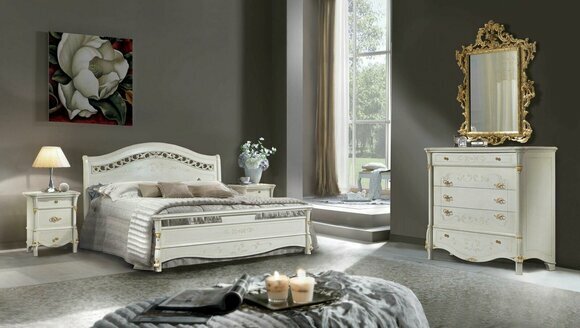 Classic bed double bed beds wood bedroom Italian furniture hotel solid wood