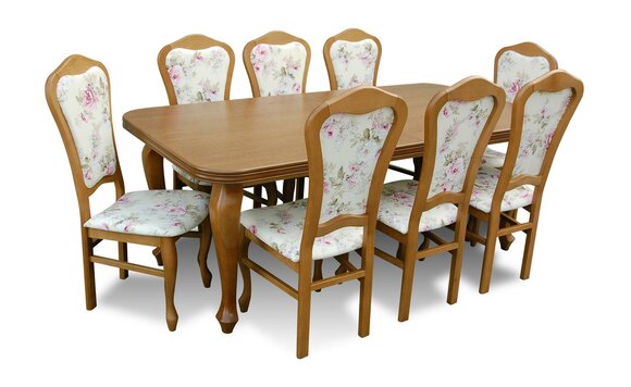 Complete Set Dining Table + 8 Chairs Dining Set Dining Group Wood Table Tables 9tlg