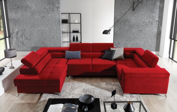 Corner Sofa U-Form Sofa Couch Design Upholstery Sleeping Sofa Bed Function Living Landscape