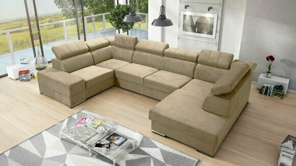 Corner sofa U-shape sofa couch textile sofas design living area bed function fabric