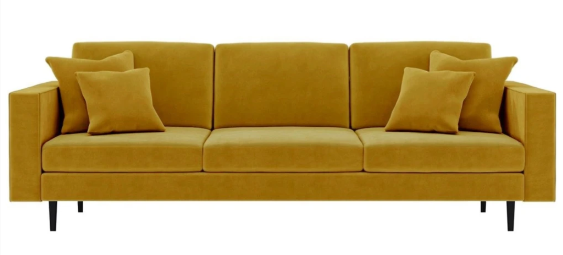Yellow Fabric Couches Cushions Sofa Living Room Design Sofas New xxl big Four Seater