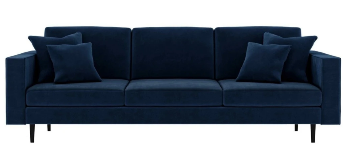 Blue Four Seater Fabric Living Room Design Couches Upholstery Sofa Sofas Velvet Couches