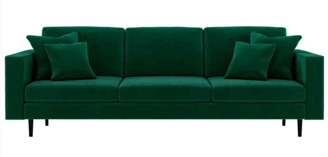 Green Fabric Living Room Design Couches Cushions Sofas xxl big Four Seater new