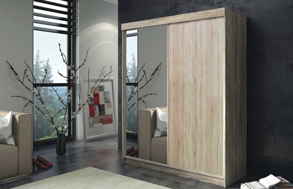 Wardrobe Tall Cabinet Modern Beige Wood Wardrobes Bedroom New