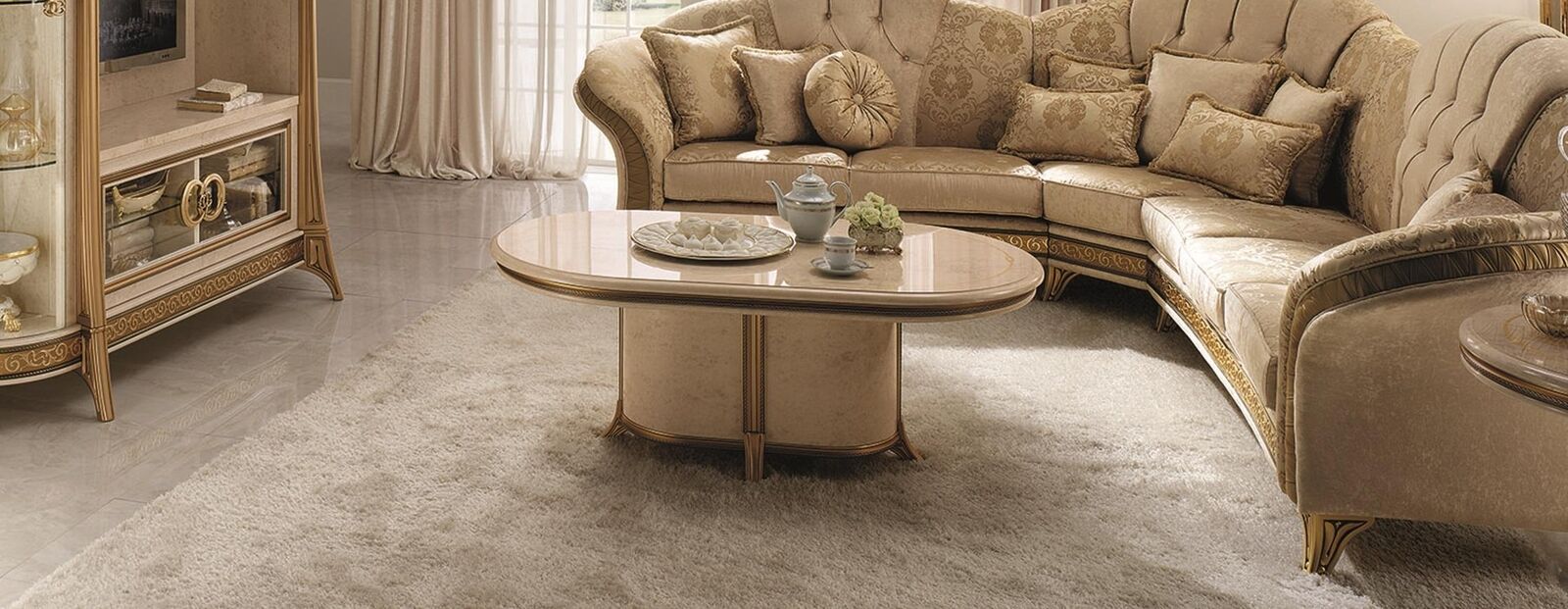 Wood Italian Furniture Baroque Style Luxury Brown Coffee Table Living Room Table New