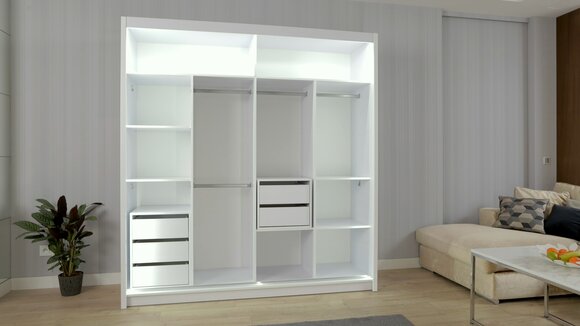 Modern White Wooden Wardrobes Bedroom Wardrobe Tall Wardrobe