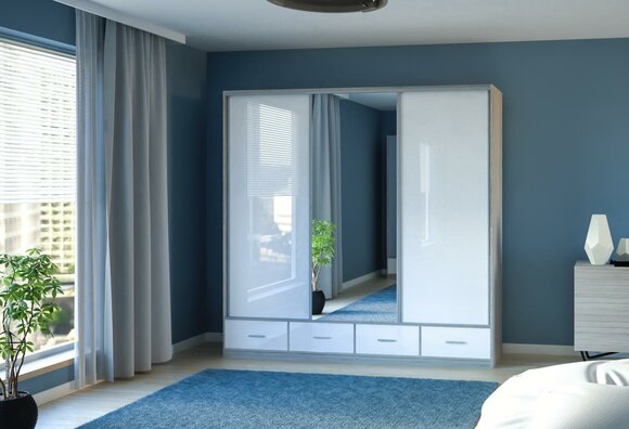 Wardrobe Wardrobe Wall Unit Bedroom Adults Colour White Furniture New