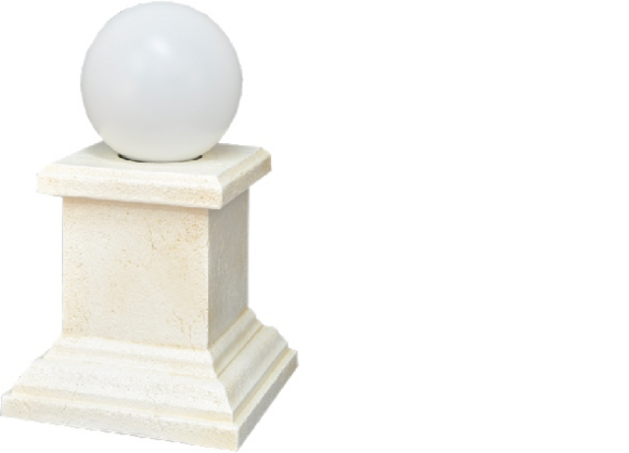 Decorative stucco/acrylic garden light column in antique greek order style, 49cm height
