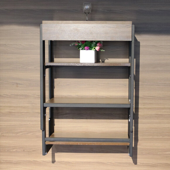 Multifunction space saving furniture dining table shelf 2in1 kitchen tables wood