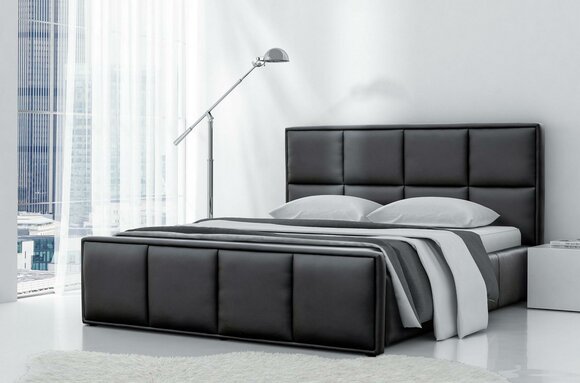 Double Bed Bed Frame Bed Furniture Upholstered Bed Beds Polyester Modern Black