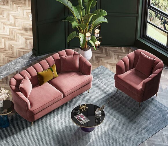 Velvet Living Landscape Relax Seat Design Couch Lounge Sofas Textile Sofa 3 Seater