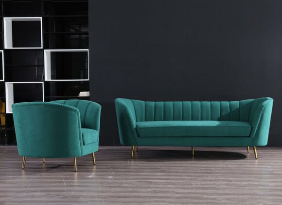 Living Landscape Relax Velvet Seat Design Couch Lounge Sofa Set 3+1 Seater Furniture