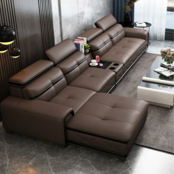Seat Furniture Living Area Luxury Faux Leather Corner Sofa L-form Upholstery Modern Relax