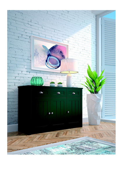 Country House Green Wooden Chests of Drawers Sideboard Tall Cabinet Dresser Sideboard