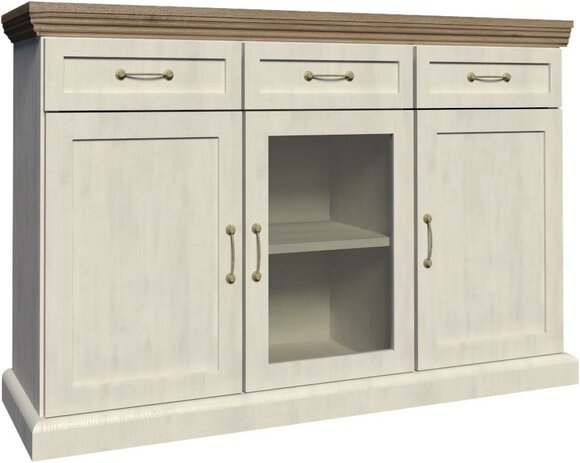 Chest of Drawers Hinged Doors Commode Sideboard Glass Cabinet Metal Handles