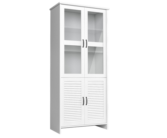 Wooden Glass Cabinet Display Cabinets White Country House Tall Cabinet Display Cabinet