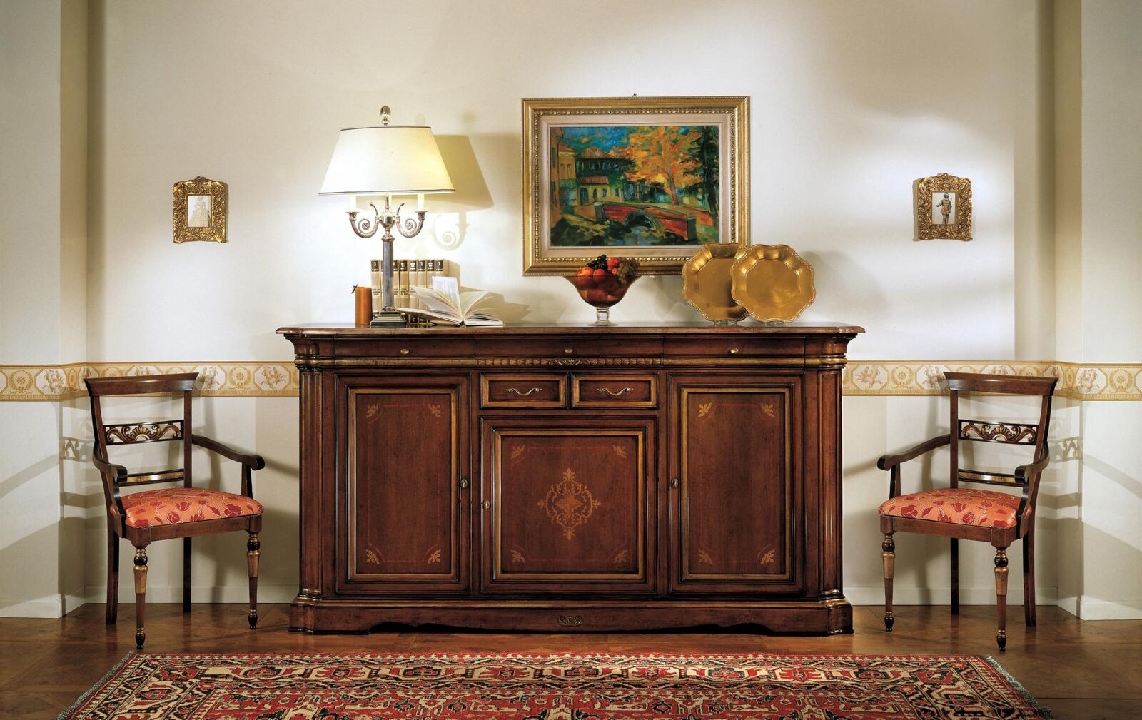 Dresser baroque style sideboard real wood luxury Italian wood furniture chest of drawers