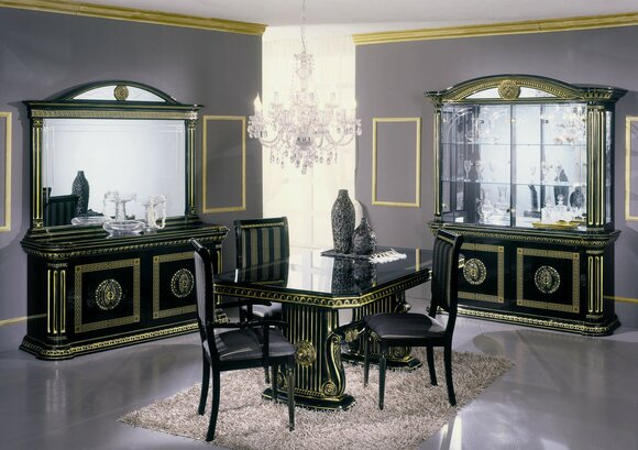 Dining Room Dining Table Chair Dresser Display Cabinet Mirror Luxury Furniture Table New Set 8pcs.
