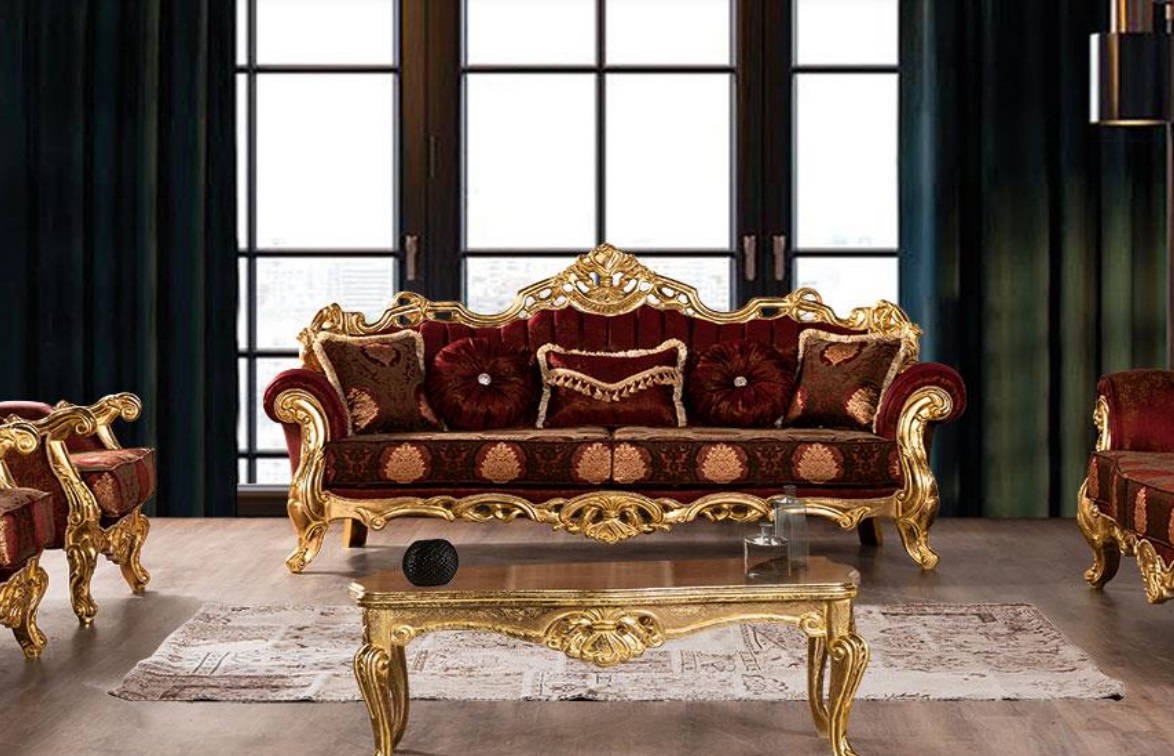 Three Seater Sofa 3 Seater Sofa Seat Sofas Couch Furniture Fabric Style Baroque Rococo
