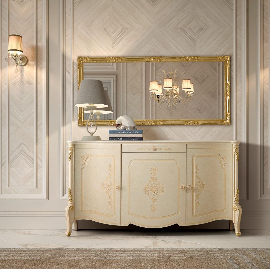 Sideboard Mirror Sideboard Wood Design Furniture Style Dresser Set 2pcs.