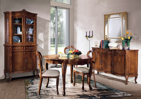 Dining room set 7 pieces. Round dining table 3x chairs sideboard dining group wood table new