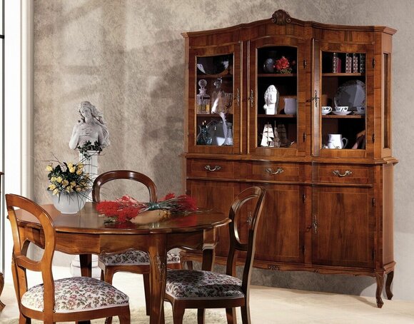 Dresser showcase sideboard glass cabinet cabinet solid wood furniture Italy glass
