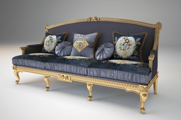 Design couch upholstered sofa sofas 3 seat three-seater fabric sofa living room Italy