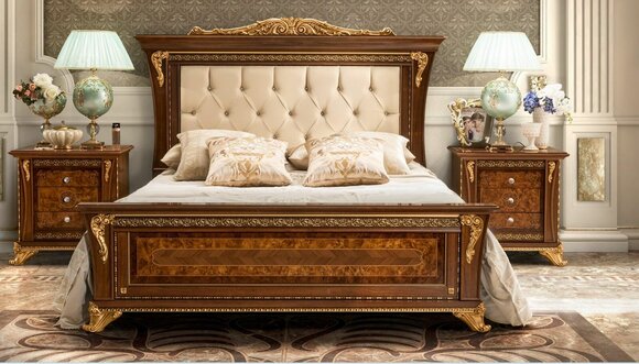 Double bed solid wood bedroom beds design bed furniture MobilPiu Luxury