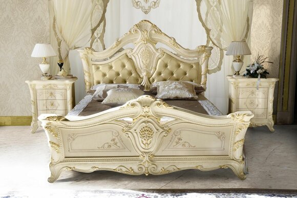 Chesterfield Bedroom Hotel Baroque Furniture Beds Textile Classic Bed Luxury