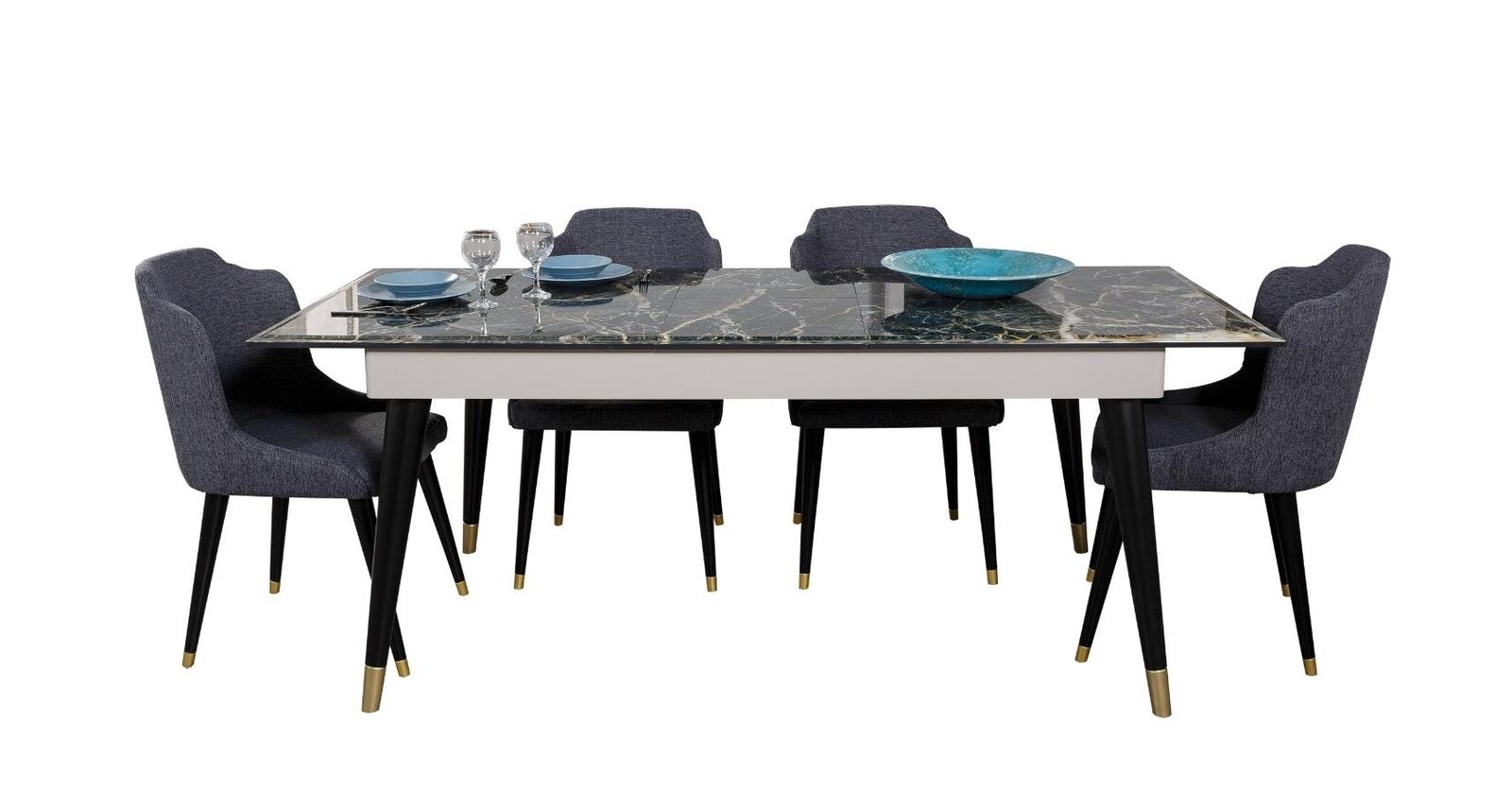 Luxury dining room table design 4x chairs dining set armchairs set furniture