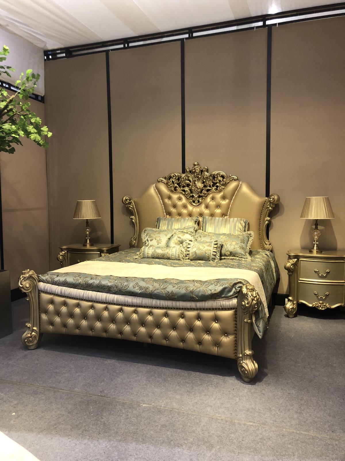 Bed design double bed beds luxury classic baroque Chesterfield 184x214cm new