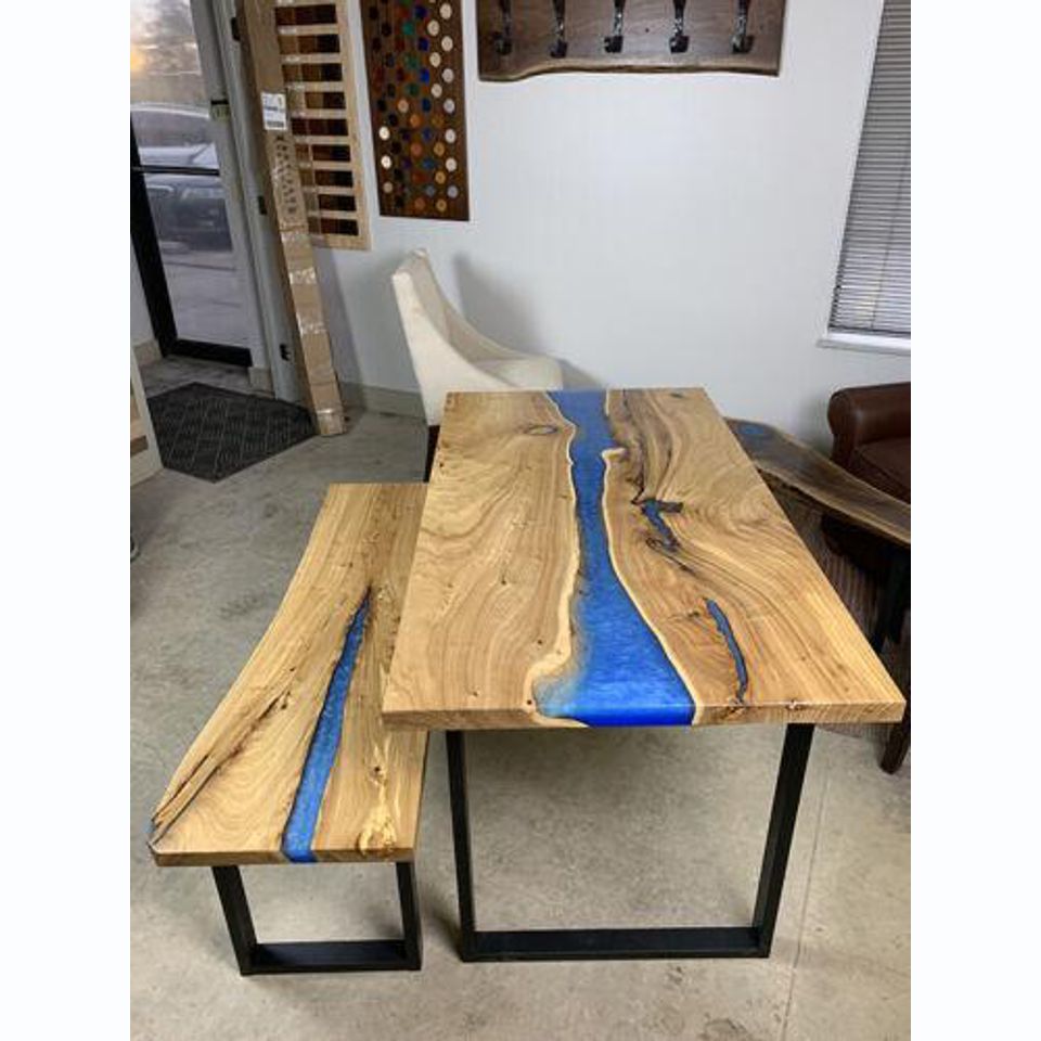 Design Dining Table with Bench Epoxy Resin Table for the Dining - Main Image