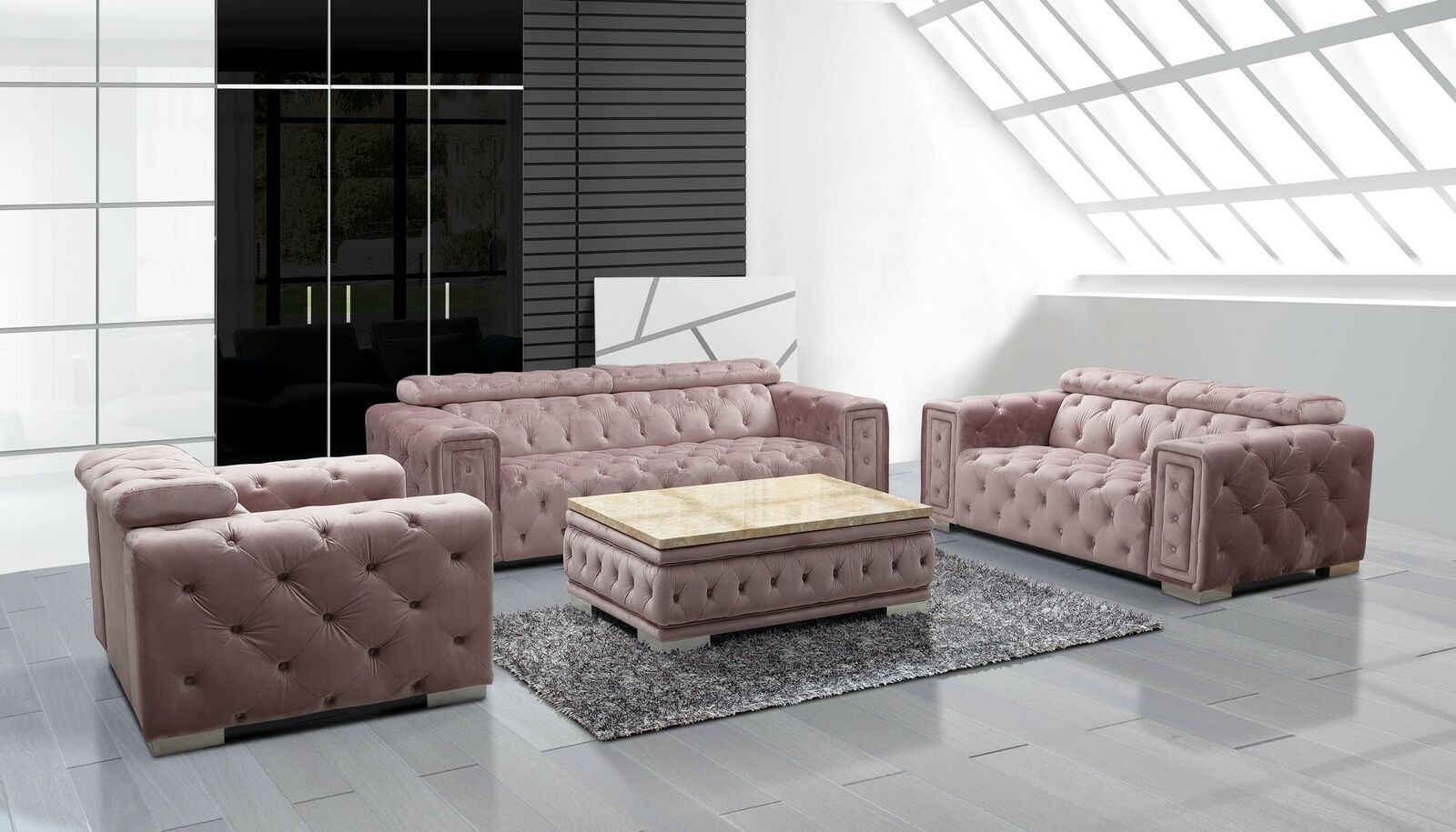 Couch set upholstery design Chesterfield sofa set 3+3 9914 velvet set
