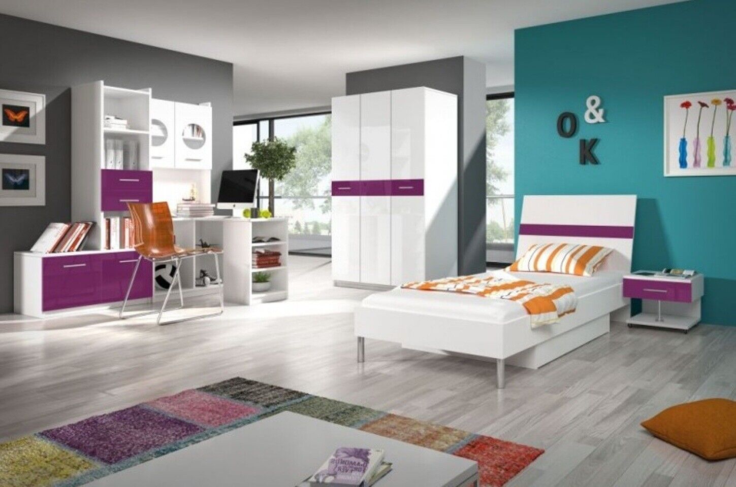 Corner desk modern desk wood youth children\'s room white furniture design