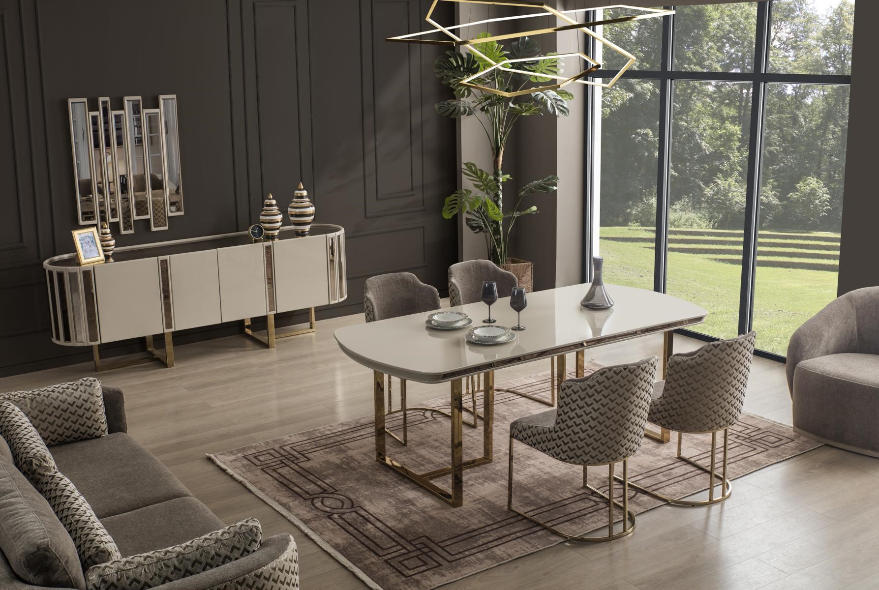 Dining Room Dining Table Chair Sideboard Table Tables Chairs Modern Set 6tlg