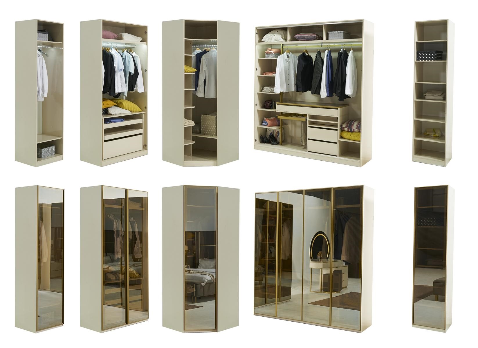 Walk-in Wardrobe Furniture Glass Wardrobe Tinted Fronts Cabinet Corner Wardrobe