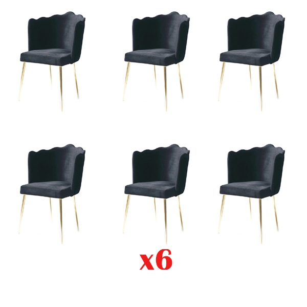 Group Set 6 Chairs Set Textile Upholstery Seat Stainless Steel Dining Room