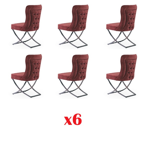 DiningRoom 6 Chairs Stainless Steel Design Furniture Upholstered Chair Italian Style