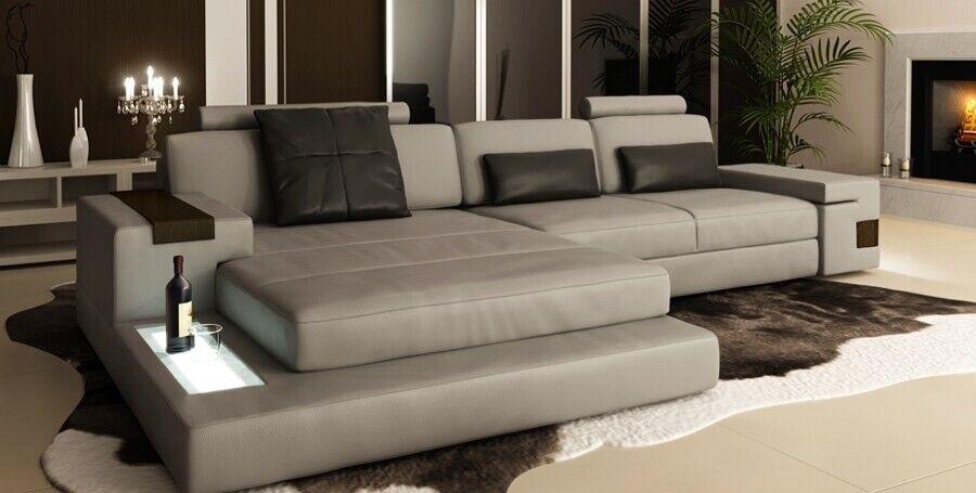 Corner sofa fabric USB upholstery living area corner set corner leather sofa gray L-shape